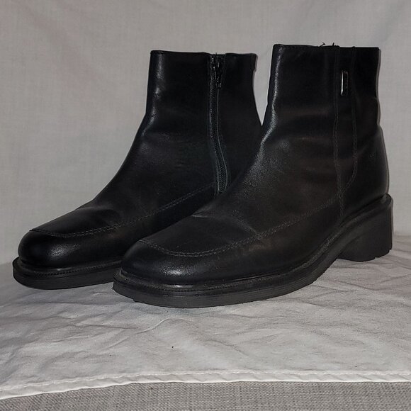 Dr. Martens 9278 Unisex Black Leather Zip Ankle Boots UK Sz 7 Vintage Y2K Chunky - Picture 1 of 10